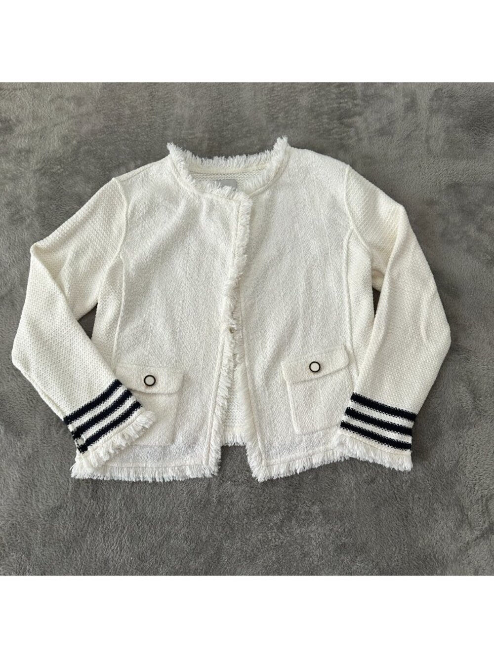 Nic + Zoe White Lady Jacket Blazer Textured Women's LARGE Preppy Nautical